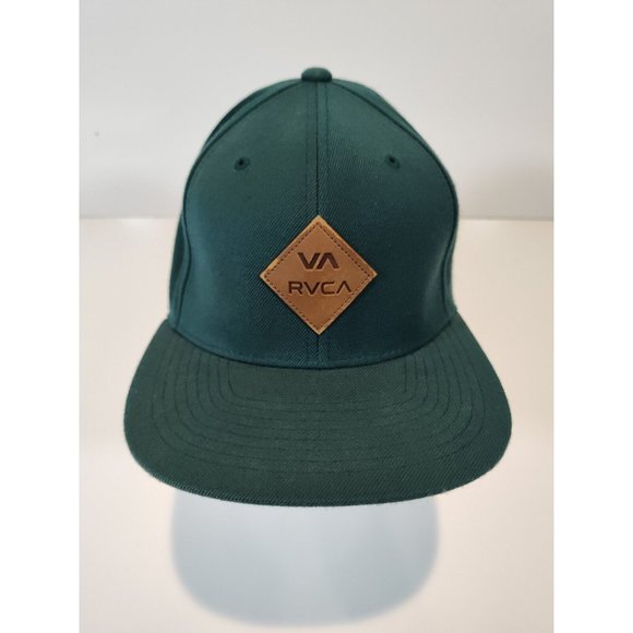 RVCA Snapback Wool Blend Leather Logo Patch Green - Picture 1 of 8